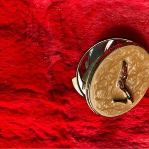 Vintage Gold and Tan Compact Mirror